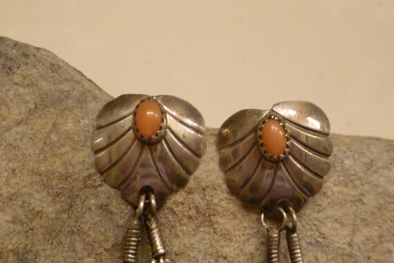Southwestern design  sterling earrings with coral… - image 3