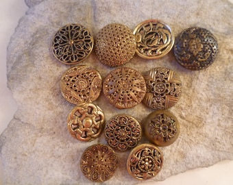 Twelve Gold Tone Mirror Back Buttons