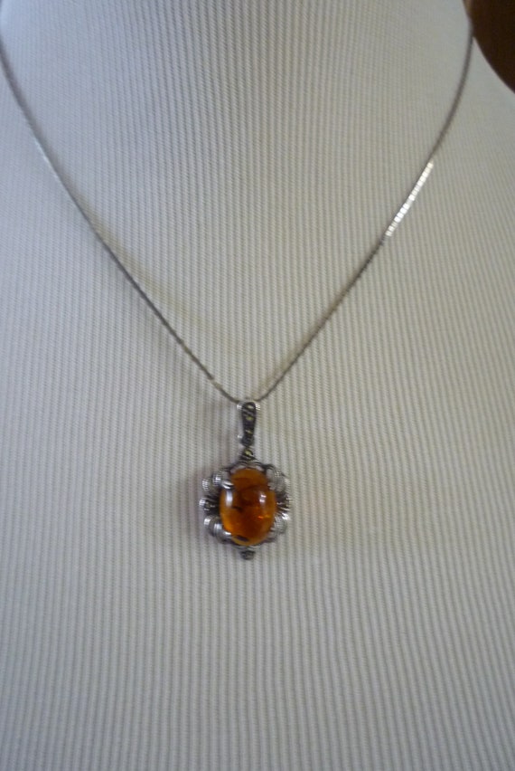 Marcacite and Amber Pendant.