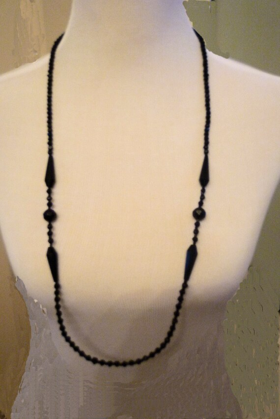 Vintage Faceted Black Round and Tear Drop Shaped B