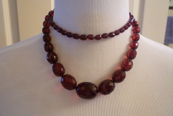 Cherry Amber Faceted, Bead necklace