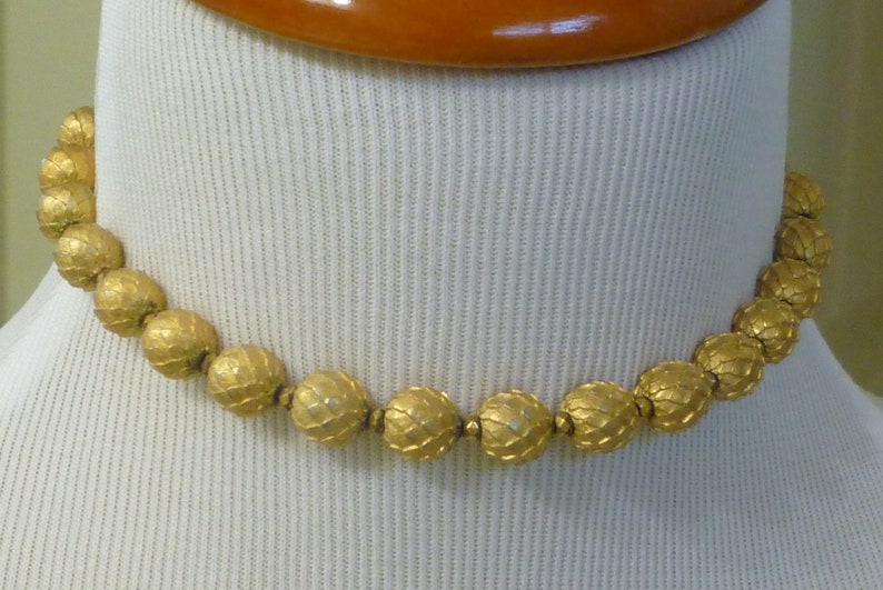 Vintage 50's Gold Tone Chocker Style Necklace image 1