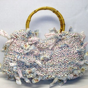 Handbag Knitting Pattern Knitting with Fabric Purse Knitting Patterns Rags to Riches Knitting Gifts Purse Patterns Purse Knitting Patterns image 1
