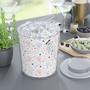 Independence Day Ice Bucket with Tongs