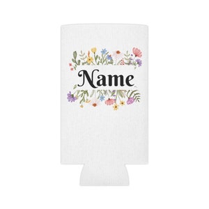 Enfriador de latas floral con nombre personalizado - Nevera personalizada - Regalo perfecto para verano, bodas, cumpleaños y fiestas