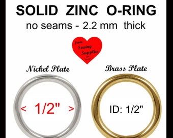 100 PIECES - 1/2" - SOLID Zinc Metal O Rings - Nickel or Brass Plate Finish - 12.7 mm