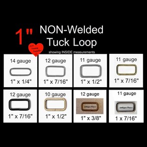 10 or 20 PIECES - 1" - Rectangular Tuck Loop Rings, 1 inch, Metal, Split Nickel or Brass Plate, Black or ANTIQUE BRASS Finish