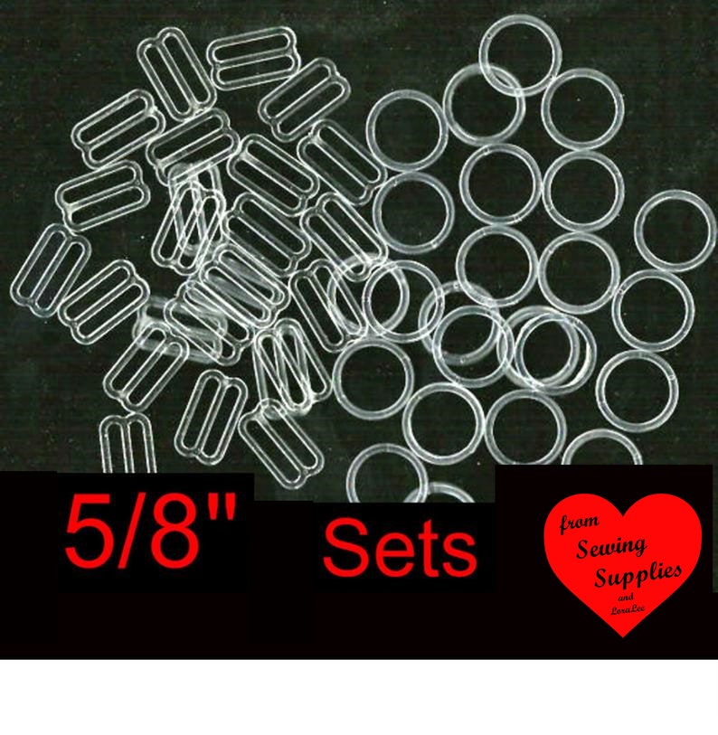 50 or 100 SETS 5/8 CLEAR Plastic Slide, Tri Bar Adjuster and O ring 100 or 200 pieces image 1