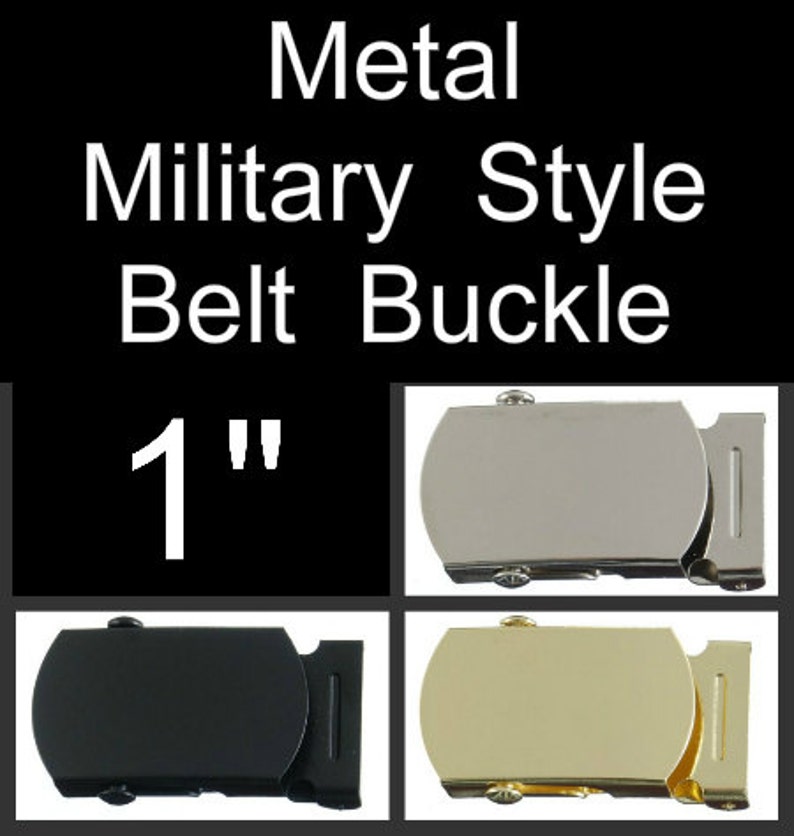 1 Metal Belt Buckle 1 BUCKLE You Choose Style and Finish Polished Nickel Plate Military Style with TIPS