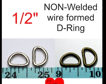 20, 30 or 40 PIECES - 1/2" - Split D Rings, .5 dring, NON welded - Nickel Plate or Antique Brass,12.7mm, Heavy Duty, 12 gauge