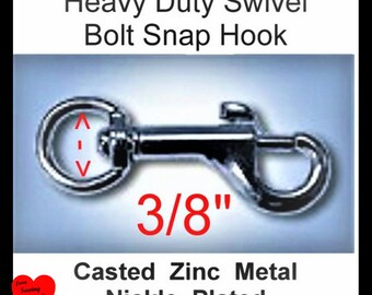 10 or 20 PIECES - 3/8" - MINI Zinc Diecast Bolt Snap Hook with Swivel Eye