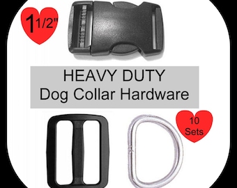 10 SETS - 1 1/2" - Large Dog Collar Kits, 1.5 inch, 30 Pieces, 38mm, with WIDE Mouth Slide - Heavy Duty Hardware