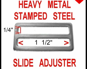 5 or 10 PIECES - 1 1/2" - Slide Adjuster, HEAVY Metal, WIDE Mouth, Buckle Purse Strap Tri-Bar - Nickel Plate