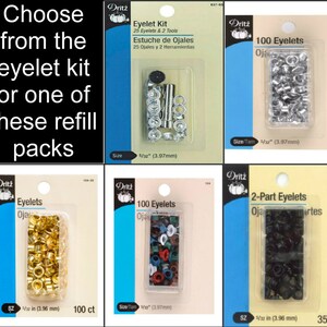 Gold or Silver 6.35mm Choose The Kit or Refill Package Dritz Eyelet Kit 14 Large with Attach Tool 12 pieces