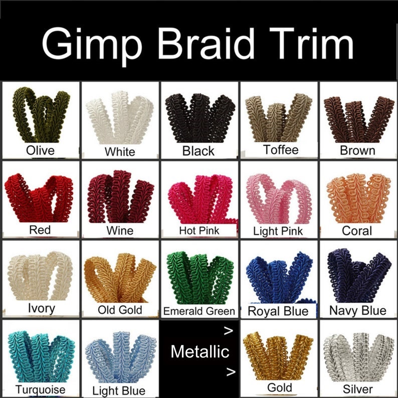 10 Yard Reel Gimp Braid Trim, Your Choice of Color image 1