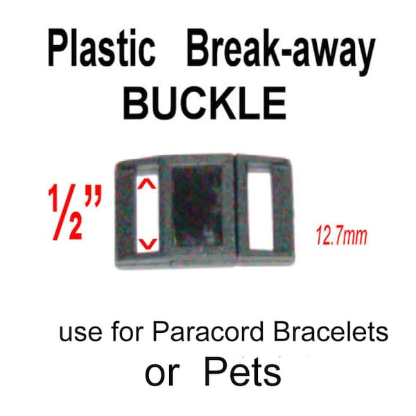 10, 20 or 30 Buckles - BREAK AWAY, 1/2 inch - SAFE Collar Buckle, Polyacetal Plastic, Non adjusting, 12.7mm