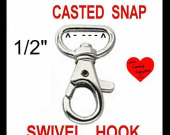 20 PIECES - 1/2" - Swivel Trigger Snap Lobster Claw Hook, 1/2 inch, .5, 12.7mm, Purse Strap Clip - Nickel Plate