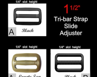 20 PIECES - 1 1/2" - Strap Adjuster, Slide, 1 1/2 inch, Heavy Duty Polyacetal Plastic, 1.5 inch, 38mm, Tri Bar