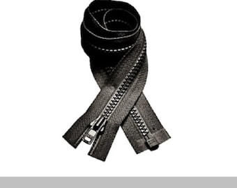 1, 2 or 3 Zippers - 48" - YKK Molded Plastic Zipper - 48 inch - Open Bottom, Black - SEPARATING ZIPPER