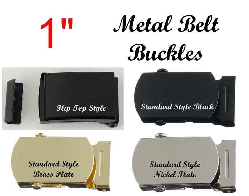 1 Metal Belt Buckle 1 BUCKLE You Choose Style and Finish Polished Nickel Plate Military Style with TIPS