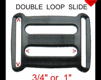 10 or 20 PIECES - 3/4" or 1" - Dual Sternum Strap Adjuster - Slide - Heavy Duty Polyacetal Plastic, Tri Bar, 3 Bar Slide