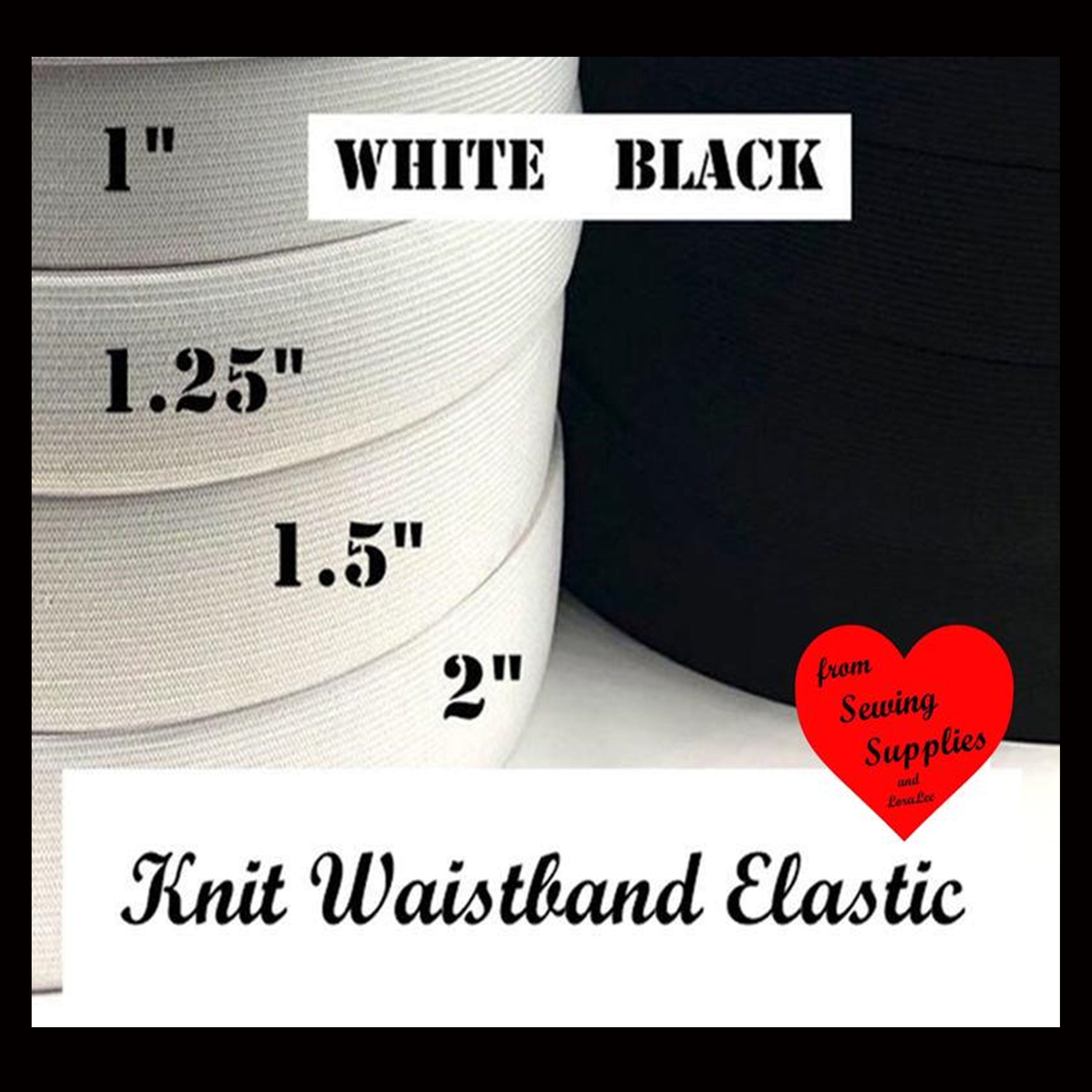 Black 2 inch wide Double Sided Plush Elastic