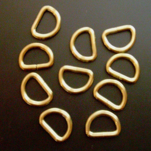 20 PIECES - 5/8" - Split D Rings, BRASS Plate Finish, NON welded