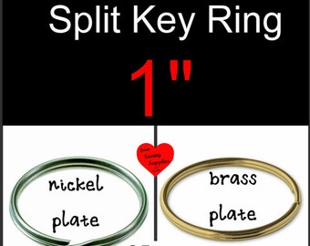 20 or 50 PIECES - 1" - Split Rings Key Rings, 1 inch, NICKEL or BRASS Plate Finish