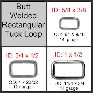 10 or 20 PIECES - 5/8, 3/4 or 1" - WELDED Rectangular Loop Rings - NICKEL Plate Finish - Your choice of Length