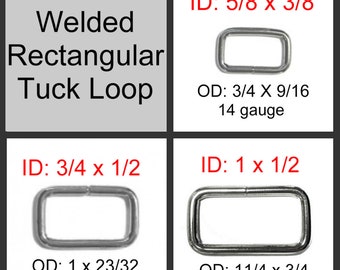10 or 20 PIECES - 5/8, 3/4 or 1" - WELDED Rectangular Loop Rings - NICKEL Plate Finish - Your choice of Length