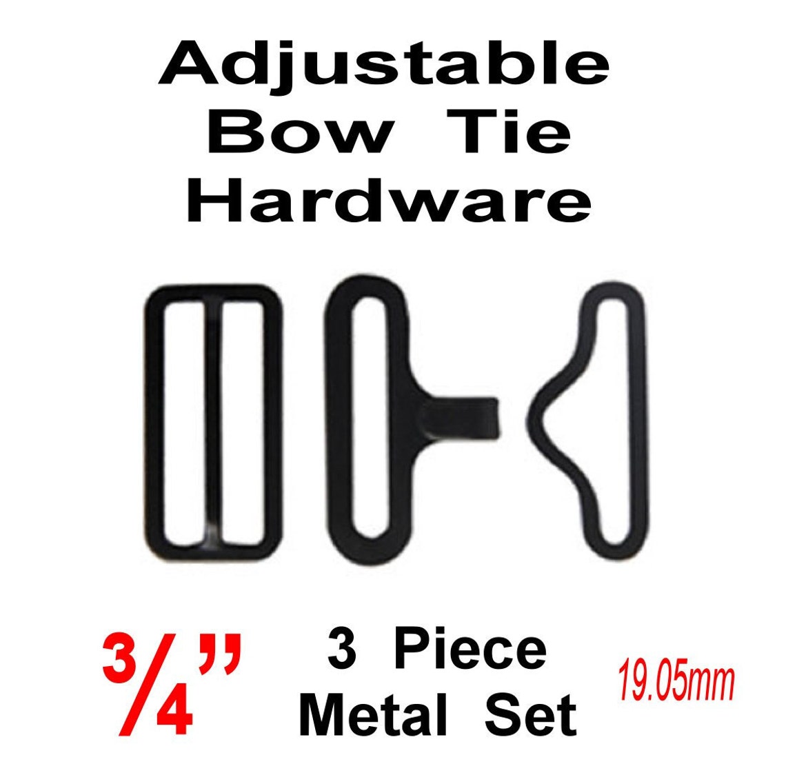 12 SETS Adjustable BOW TIE Hardware Set Black Metal 3/4 Etsy