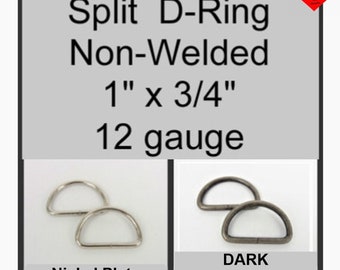 20, 30 or 40 PIECES - 1" - Split D Rings, 1 inch, 12 gauge, Metal, NON welded, Nickel Plate or DARK Antique Brass