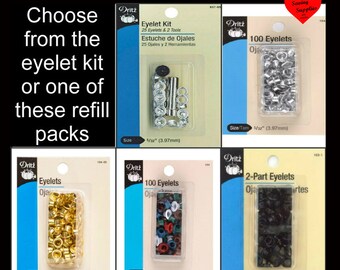 Dritz Eyelet Kit - 5/32" - with Attach Tool, 5/32 inch Nickel 25 pieces or a refill package