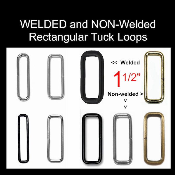 10 or 20 PIECES - 1 1/2" - Welded and Split Rectangular Loop Rings, 1.5 inch, NICKEL or BRASS Plate, Antique Brass and Black Finish