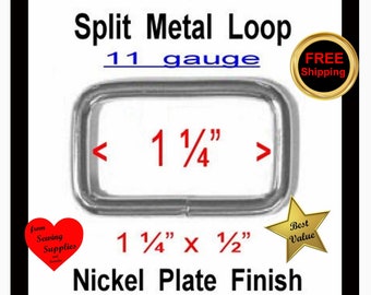 100 PIECES - 1 1/4" - 11 gauge - Split Rectangular Loop Ring, NICKEL Plate Finish - FREE Shipping