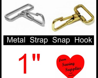 10 PIECES - 1" - Fixed Loop Strap Spring Snap HOOK - for 1 inch wide webbing - Your Choice of Finish