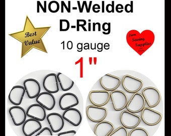 100 PIECES - 1" - NON Welded D  Ring - 25mm - Antique Brass and Black Finish  - 10 GAUGE