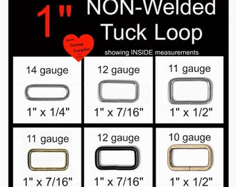10 or 20 PIECES - 1" - Rectangular Tuck Loop Rings, 1 inch, Metal, Split Nickel or Brass Plate, Black or ANTIQUE BRASS Finish