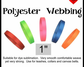 6 Yards - 1" - POLYESTER Webbing, HEAVY Weight, Strap - Your Choice of Color - thickness .08"