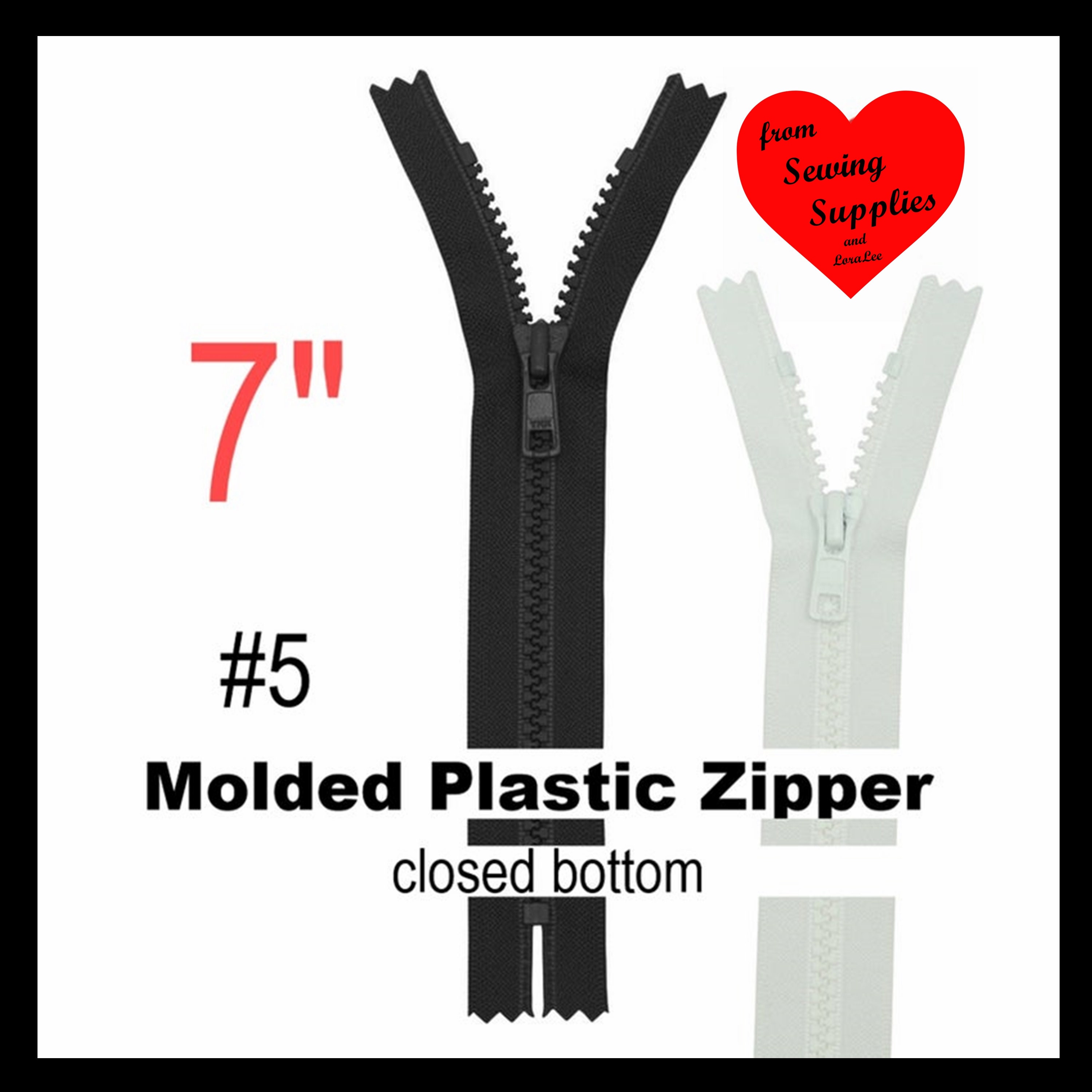7 Black 12 YKK Zippers for Sewing Crafts- #3 Nylon Closed Bottom- Made  100% in USA- 12 YKK Zippers