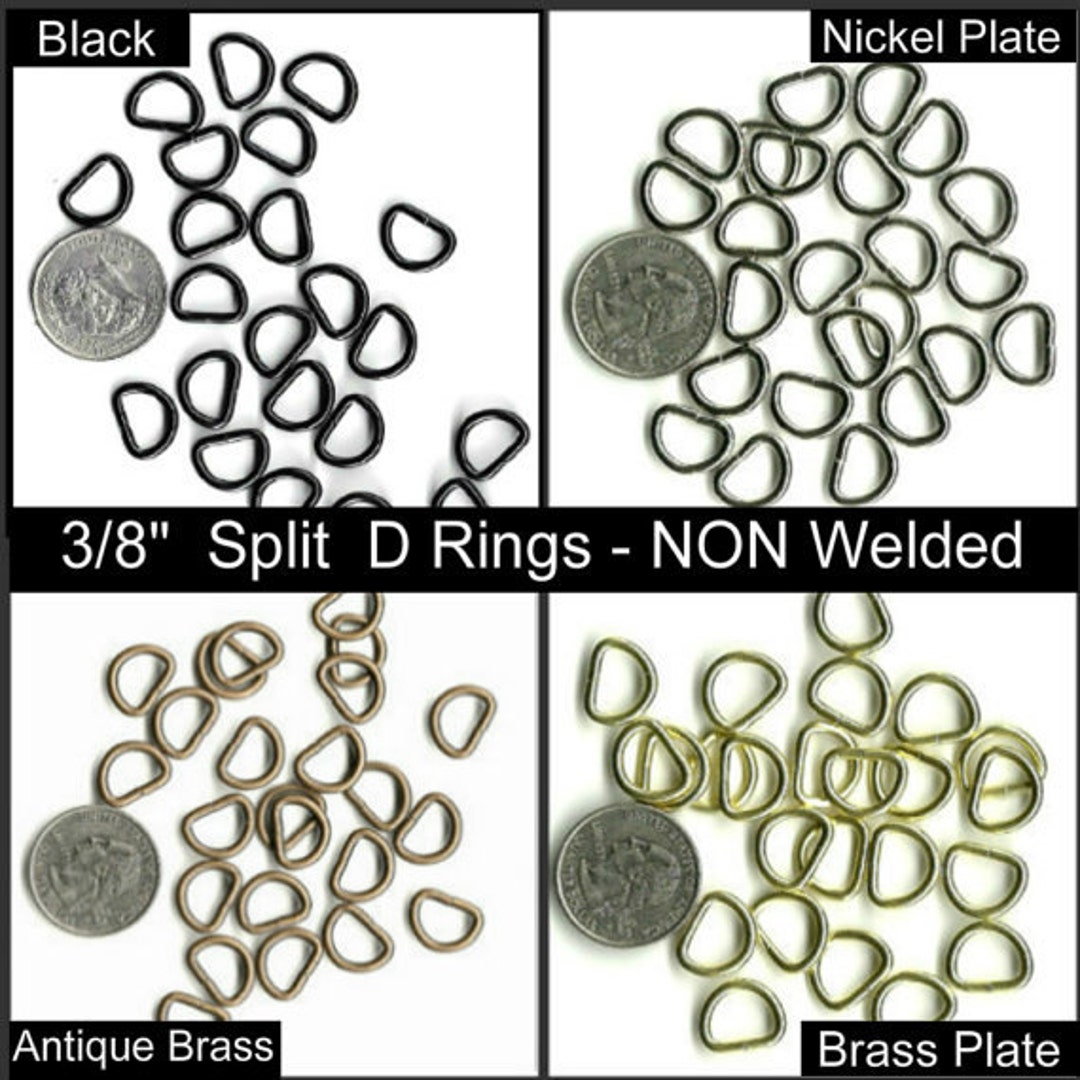 20 or 50 or 100 PIECES 3/8 Split D Rings, Non Welded Black, NICKEL ...
