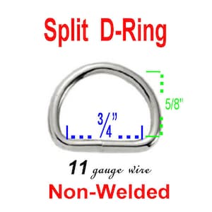 20 or 40 PIECES - 3/4" - Split D Rings, 19.05mm, 11 gauge, NON welded - Nickel Plated - 3/4" x 5/8"