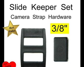 100 Slides and 100 Keepers - 3/8" - ELONGATED Strap Adjuster, 3/8 inch, Long 3-Bar Slide  and Keeper, Polyacetal Plastic