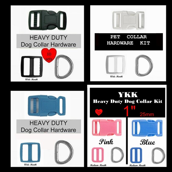 10 SETS 1 Dog Collar Kits 1 Inch Wide Mouth 30 Pieces BLACK WHITE or Blue Heavy Duty Hardware Etsy