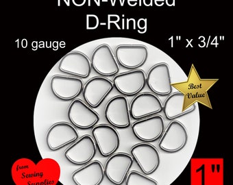 100 PIECES - 1" - 10 gauge - Split D Rings, NON welded, NICKEL Plate