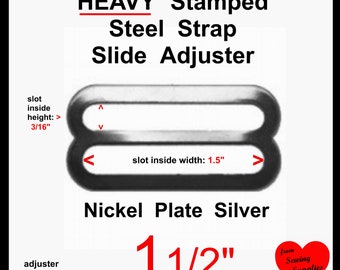 10 PIECES - 1 1/2" - Slide Adjuster, HEAVY Metal, Silver Color - Nickel Plate, Buckle Purse Strap Tri-Bar, 1.5