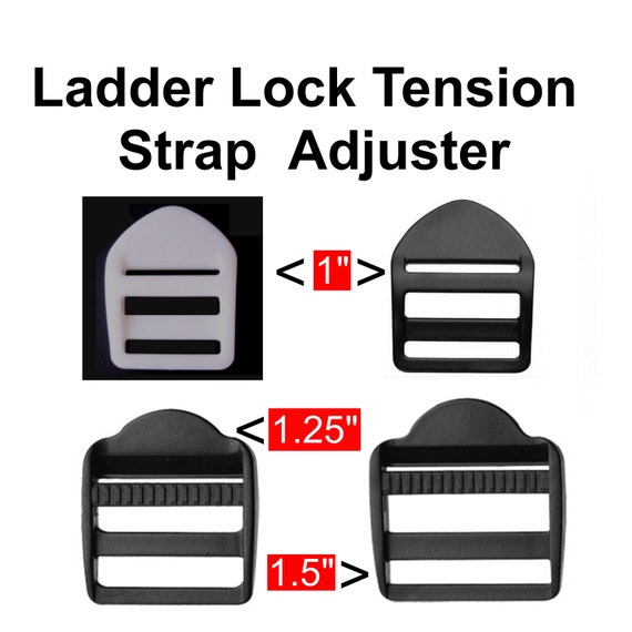 1.02 inches,Black,6 PCS Tension Locks Plastic Webbing Strap Ladder Slider Buckles Lock