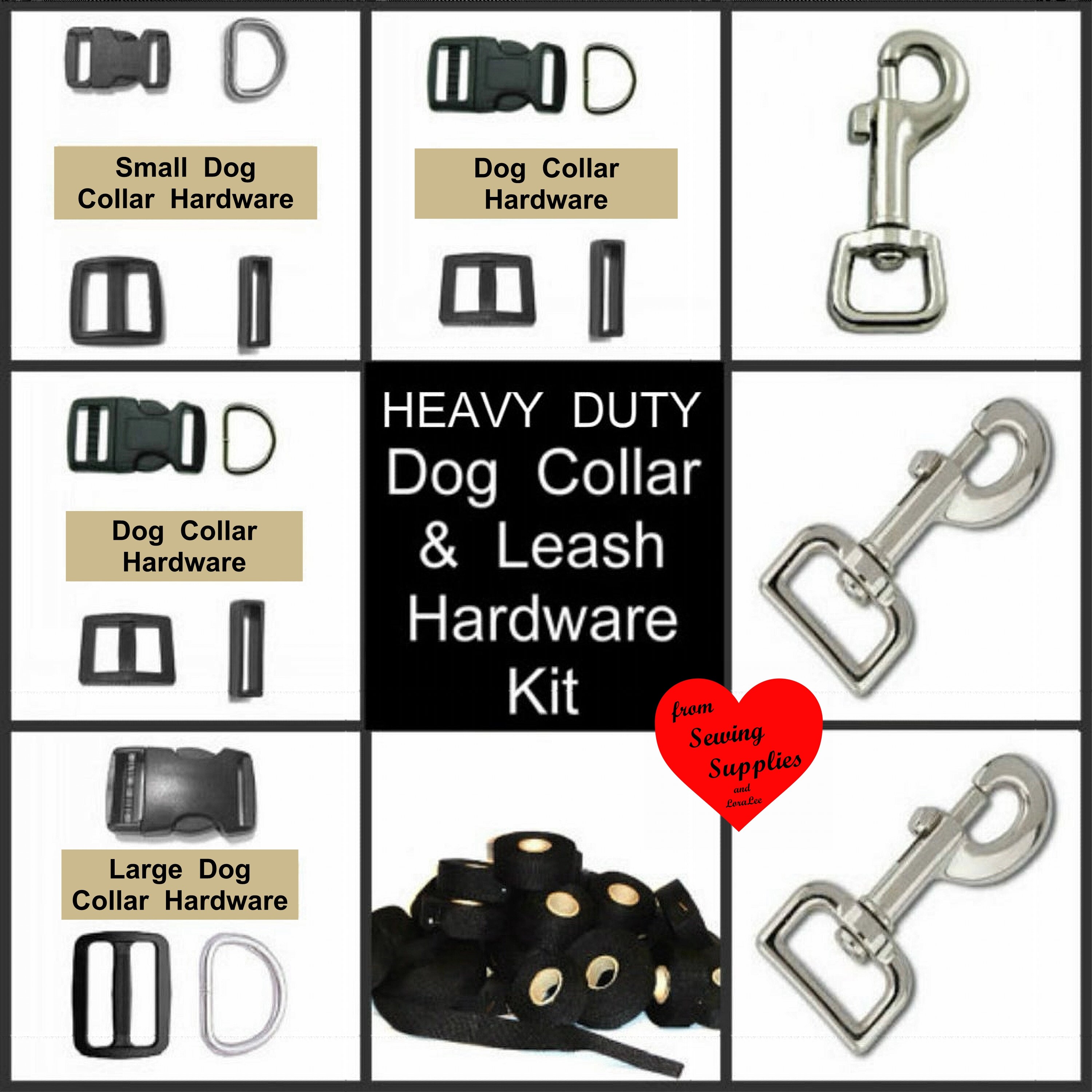 1 SET Dog Collar and Leash Kit Any Size from 1 to 2 All Hardware and Webbing