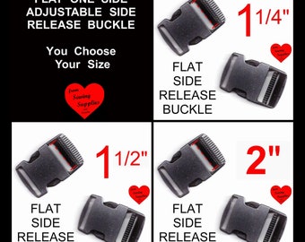 10 BUCKLES - 1 1/4", 1 1/2" or 2" - FLAT Side Release, 1 1/4 inch, Strap Adjuster, 1.25, Heavy Duty Polyacetal Plastic, Black