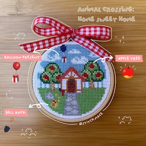 Animal Crossing Home Cross Stitch Pattern- summer, acnh, fruit, money, cute, video game, kawaii, easy, PDF, Downloadable